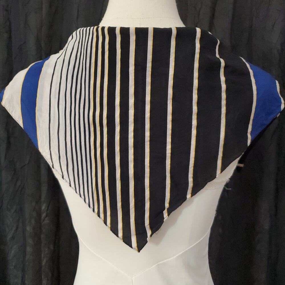 ELLEN TRACY Silk Scarf Hand Rolled STRIPED Hair Purse Neck 20" SQUARE Vintage